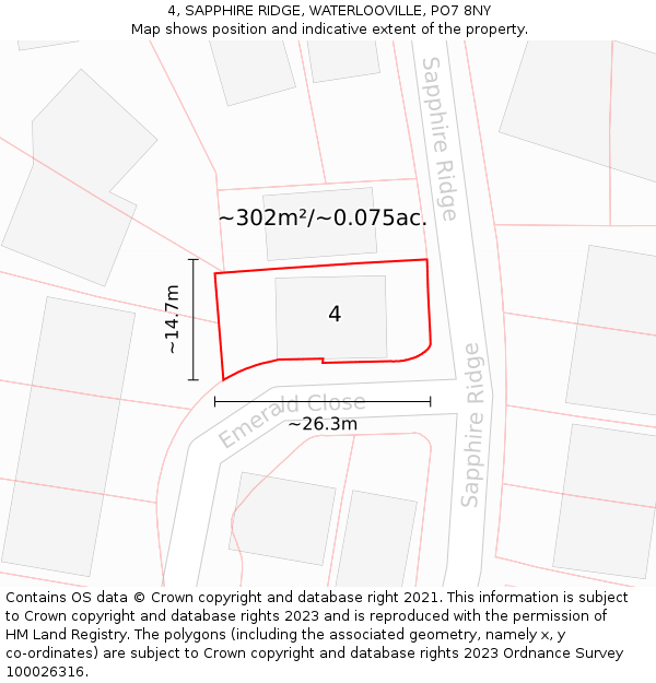 4, SAPPHIRE RIDGE, WATERLOOVILLE, PO7 8NY: Plot and title map