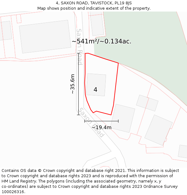 4, SAXON ROAD, TAVISTOCK, PL19 8JS: Plot and title map