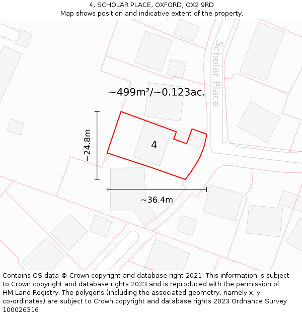 4, SCHOLAR PLACE, OXFORD, OX2 9RD: Plot and title map