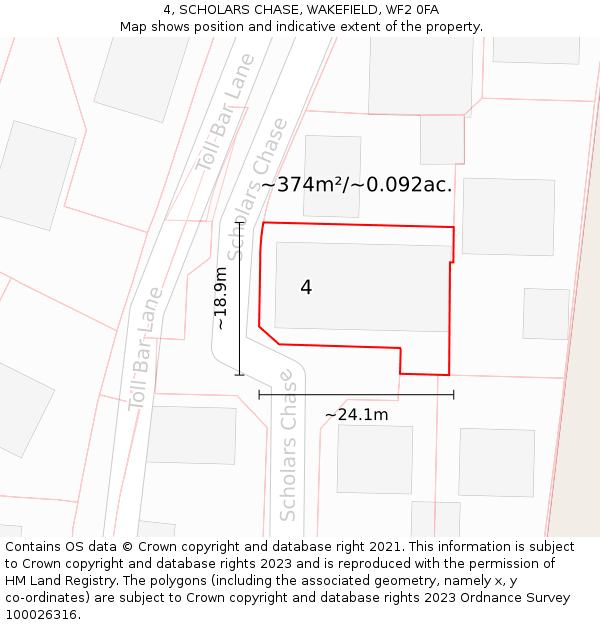 4, SCHOLARS CHASE, WAKEFIELD, WF2 0FA: Plot and title map