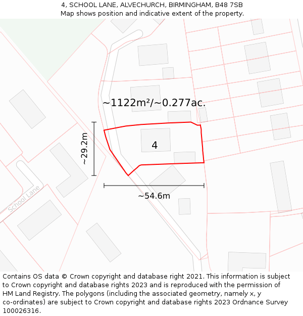 4, SCHOOL LANE, ALVECHURCH, BIRMINGHAM, B48 7SB: Plot and title map