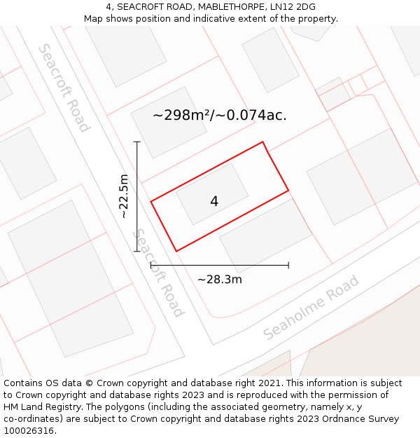 4, SEACROFT ROAD, MABLETHORPE, LN12 2DG: Plot and title map