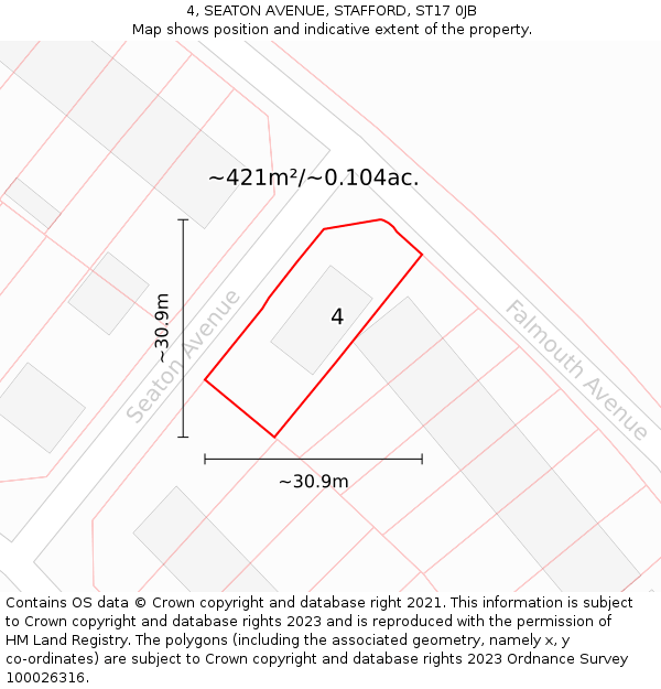 4, SEATON AVENUE, STAFFORD, ST17 0JB: Plot and title map