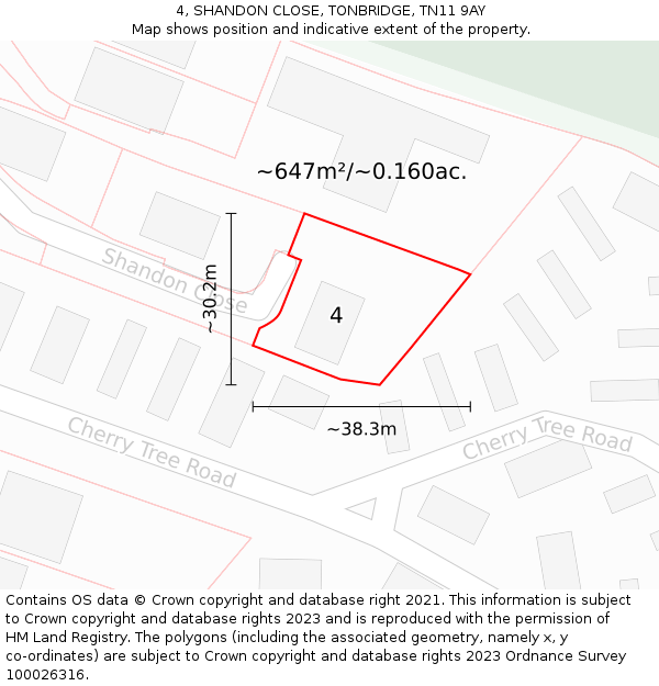 4, SHANDON CLOSE, TONBRIDGE, TN11 9AY: Plot and title map