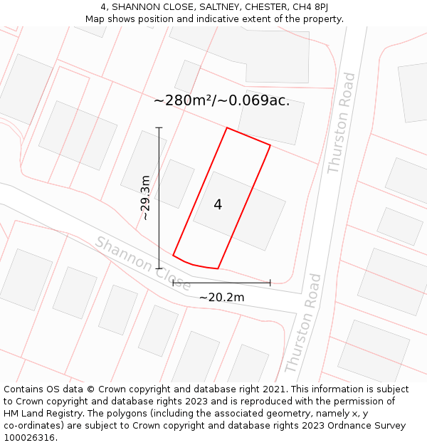 4, SHANNON CLOSE, SALTNEY, CHESTER, CH4 8PJ: Plot and title map