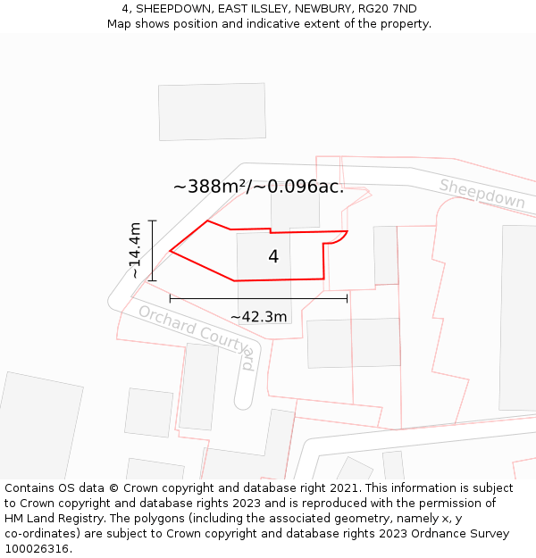 4, SHEEPDOWN, EAST ILSLEY, NEWBURY, RG20 7ND: Plot and title map