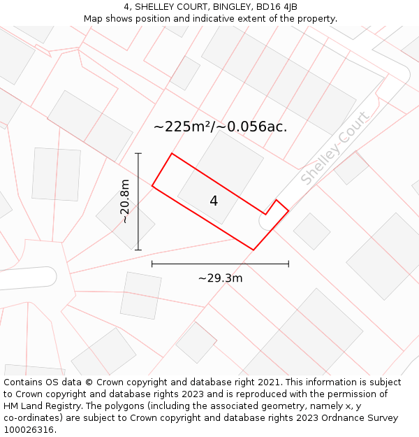 4, SHELLEY COURT, BINGLEY, BD16 4JB: Plot and title map