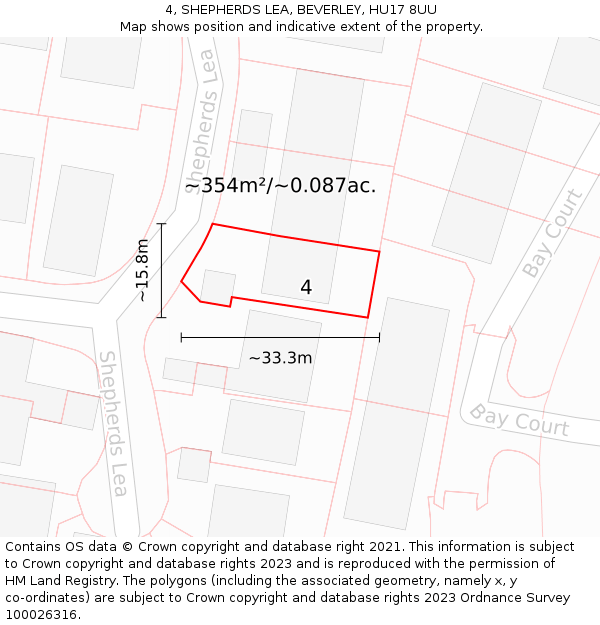 4, SHEPHERDS LEA, BEVERLEY, HU17 8UU: Plot and title map