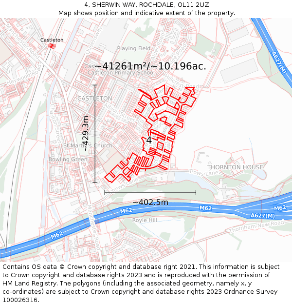 4, SHERWIN WAY, ROCHDALE, OL11 2UZ: Plot and title map