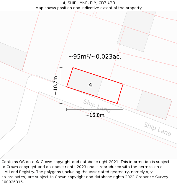 4, SHIP LANE, ELY, CB7 4BB: Plot and title map