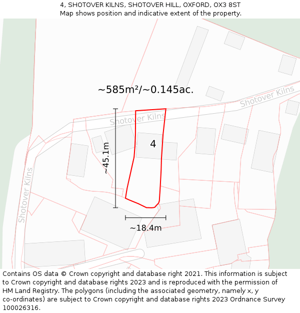 4, SHOTOVER KILNS, SHOTOVER HILL, OXFORD, OX3 8ST: Plot and title map