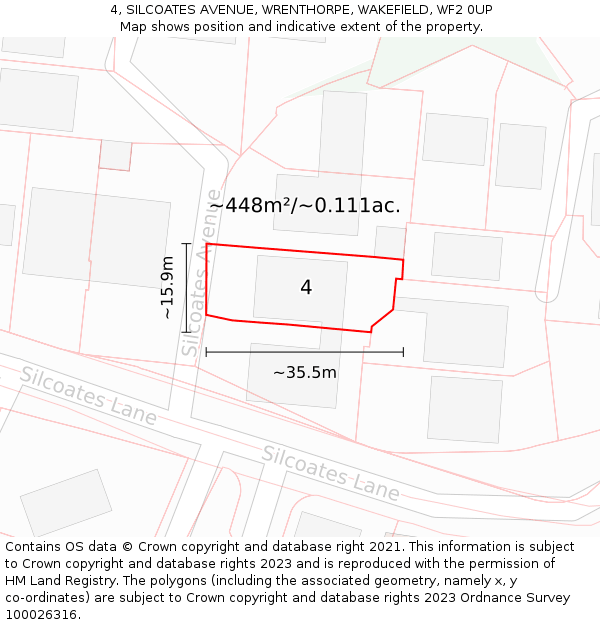 4, SILCOATES AVENUE, WRENTHORPE, WAKEFIELD, WF2 0UP: Plot and title map