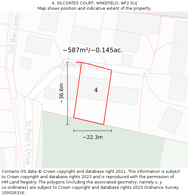 4, SILCOATES COURT, WAKEFIELD, WF2 0UJ: Plot and title map