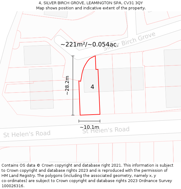 4, SILVER BIRCH GROVE, LEAMINGTON SPA, CV31 3QY: Plot and title map