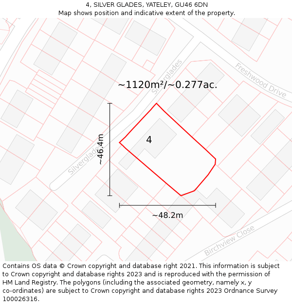 4, SILVER GLADES, YATELEY, GU46 6DN: Plot and title map