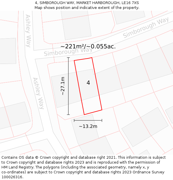 4, SIMBOROUGH WAY, MARKET HARBOROUGH, LE16 7XS: Plot and title map