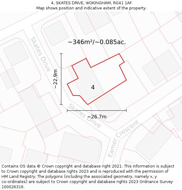 4, SKATES DRIVE, WOKINGHAM, RG41 1AF: Plot and title map