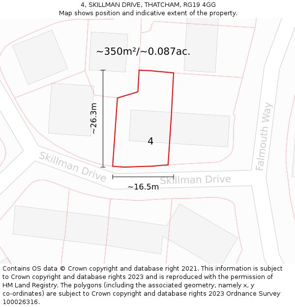 4, SKILLMAN DRIVE, THATCHAM, RG19 4GG: Plot and title map