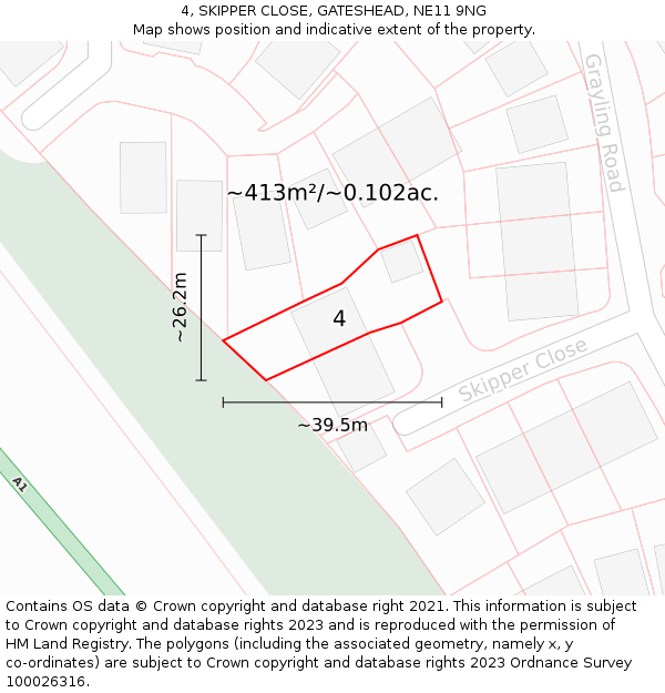 4, SKIPPER CLOSE, GATESHEAD, NE11 9NG: Plot and title map