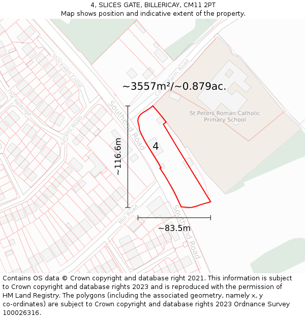 4, SLICES GATE, BILLERICAY, CM11 2PT: Plot and title map