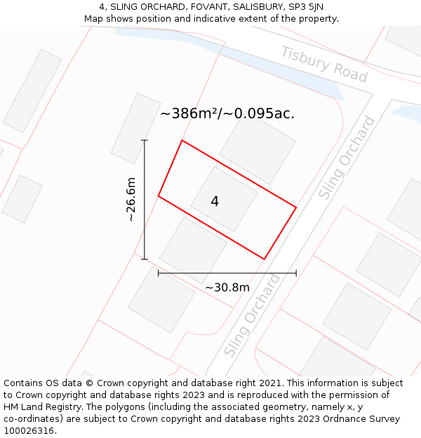 4, SLING ORCHARD, FOVANT, SALISBURY, SP3 5JN: Plot and title map
