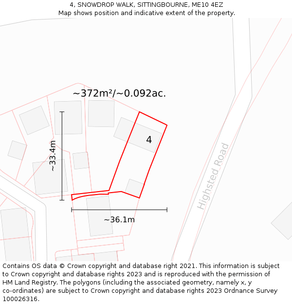 4, SNOWDROP WALK, SITTINGBOURNE, ME10 4EZ: Plot and title map