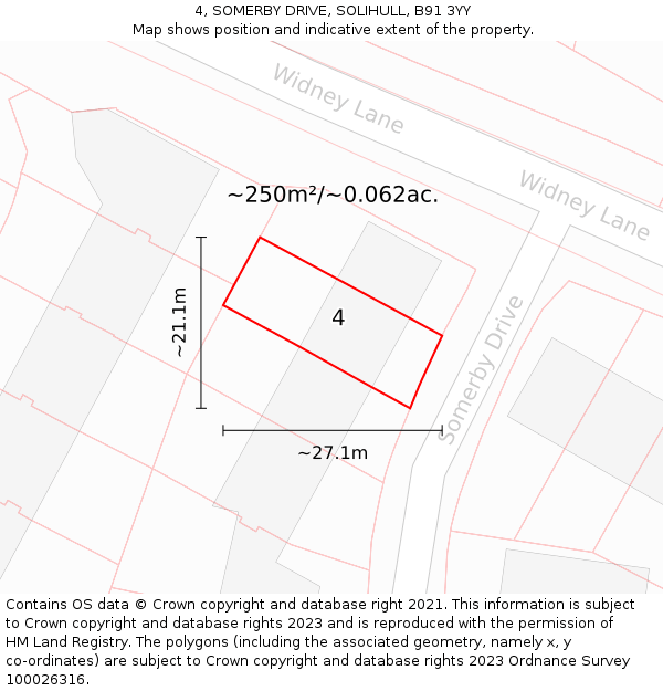 4, SOMERBY DRIVE, SOLIHULL, B91 3YY: Plot and title map