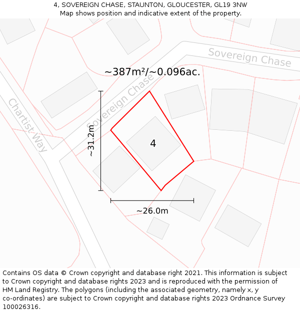 4, SOVEREIGN CHASE, STAUNTON, GLOUCESTER, GL19 3NW: Plot and title map