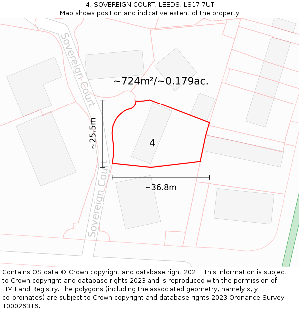 4, SOVEREIGN COURT, LEEDS, LS17 7UT: Plot and title map