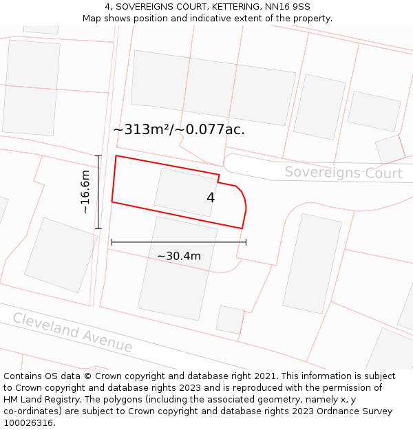 4, SOVEREIGNS COURT, KETTERING, NN16 9SS: Plot and title map