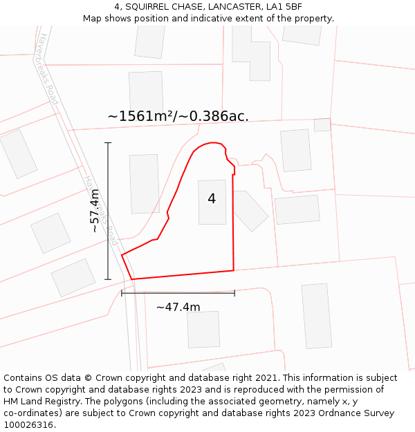 4, SQUIRREL CHASE, LANCASTER, LA1 5BF: Plot and title map