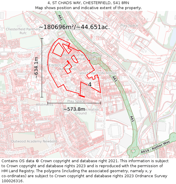 4, ST CHADS WAY, CHESTERFIELD, S41 8RN: Plot and title map