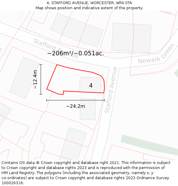 4, STAFFORD AVENUE, WORCESTER, WR4 0TA: Plot and title map