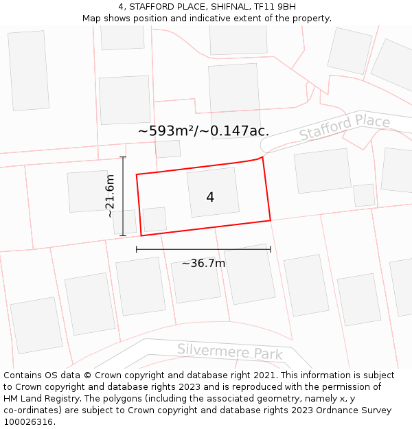 4, STAFFORD PLACE, SHIFNAL, TF11 9BH: Plot and title map