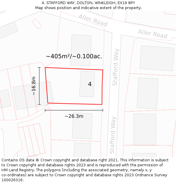 4, STAFFORD WAY, DOLTON, WINKLEIGH, EX19 8PY: Plot and title map