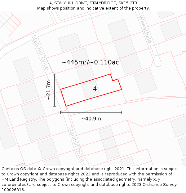 4, STALYHILL DRIVE, STALYBRIDGE, SK15 2TR: Plot and title map