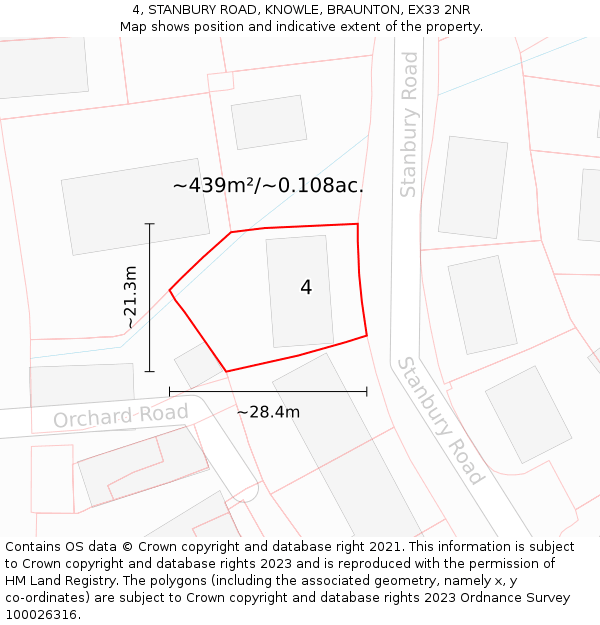 4, STANBURY ROAD, KNOWLE, BRAUNTON, EX33 2NR: Plot and title map