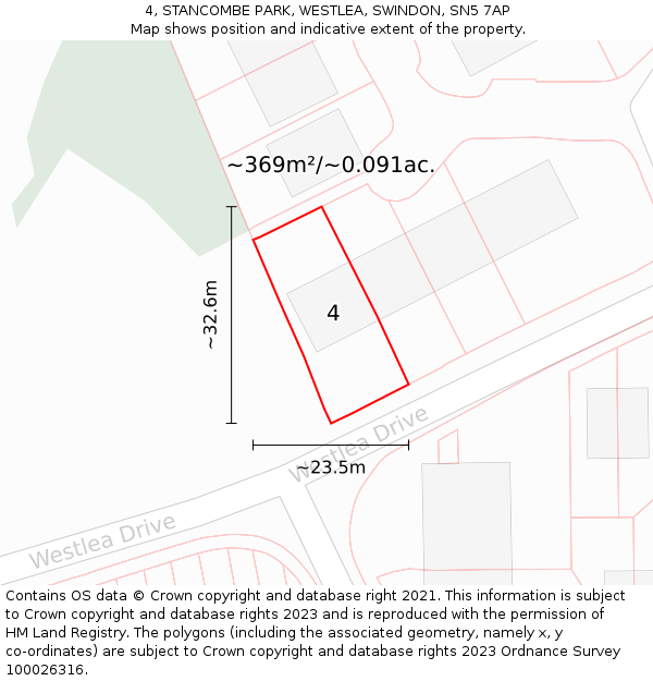 4, STANCOMBE PARK, WESTLEA, SWINDON, SN5 7AP: Plot and title map