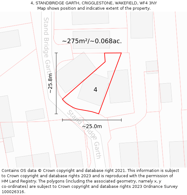4, STANDBRIDGE GARTH, CRIGGLESTONE, WAKEFIELD, WF4 3NY: Plot and title map