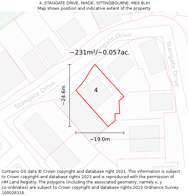 4, STANGATE DRIVE, IWADE, SITTINGBOURNE, ME9 8UH: Plot and title map