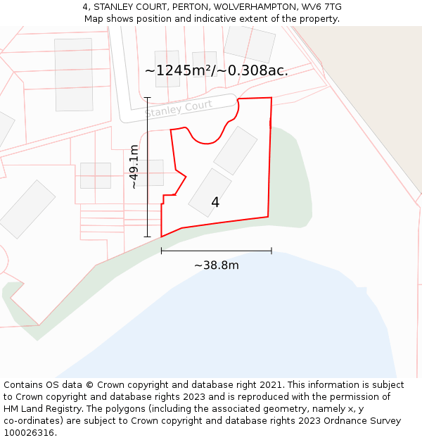 4, STANLEY COURT, PERTON, WOLVERHAMPTON, WV6 7TG: Plot and title map