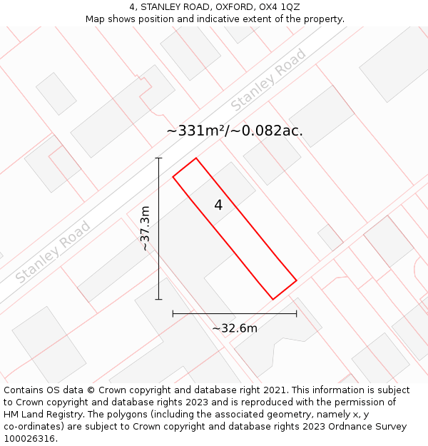 4, STANLEY ROAD, OXFORD, OX4 1QZ: Plot and title map