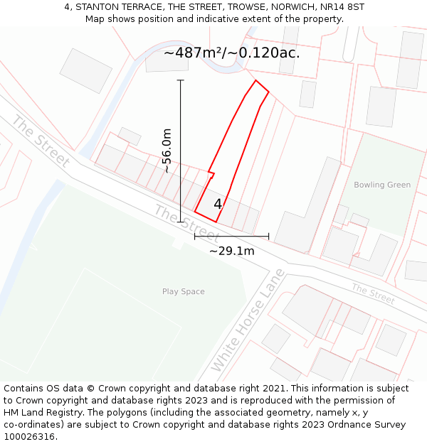 4, STANTON TERRACE, THE STREET, TROWSE, NORWICH, NR14 8ST: Plot and title map