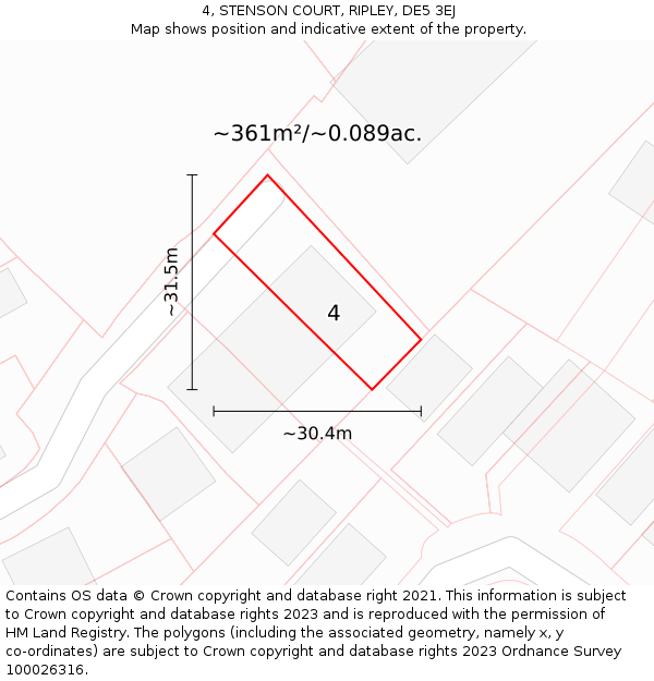 4, STENSON COURT, RIPLEY, DE5 3EJ: Plot and title map