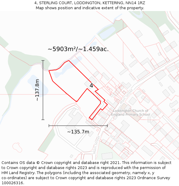 4, STERLING COURT, LODDINGTON, KETTERING, NN14 1RZ: Plot and title map