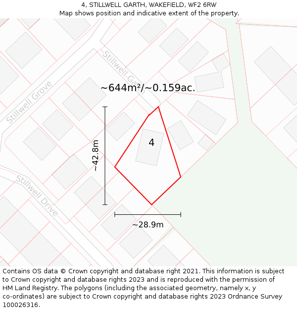 4, STILLWELL GARTH, WAKEFIELD, WF2 6RW: Plot and title map