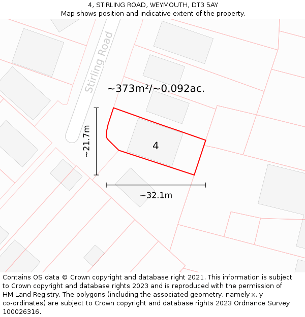 4, STIRLING ROAD, WEYMOUTH, DT3 5AY: Plot and title map