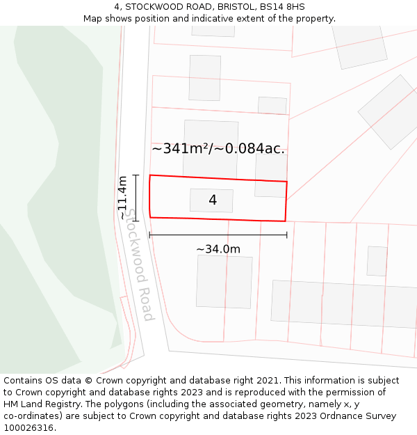 4, STOCKWOOD ROAD, BRISTOL, BS14 8HS: Plot and title map