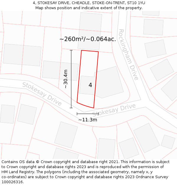 4, STOKESAY DRIVE, CHEADLE, STOKE-ON-TRENT, ST10 1YU: Plot and title map