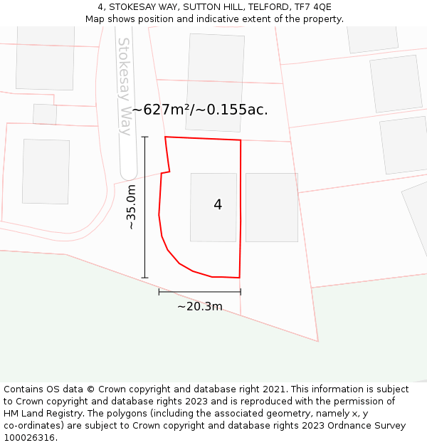 4, STOKESAY WAY, SUTTON HILL, TELFORD, TF7 4QE: Plot and title map